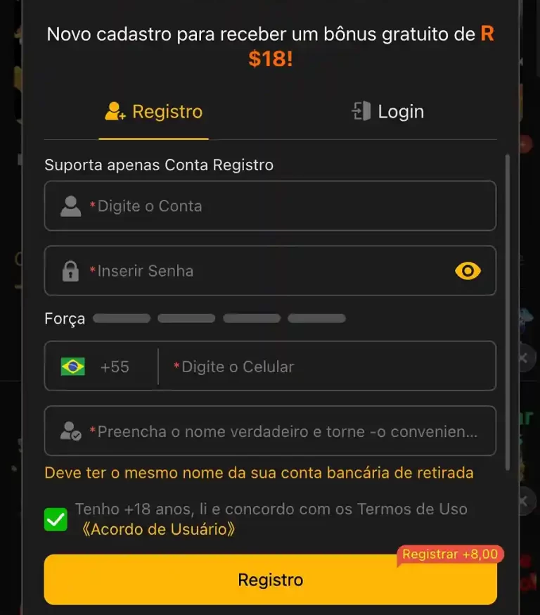 Tela de cadastro na U34 plataforma